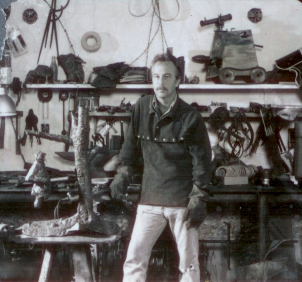 Will in the new Omar shop 1991. Torch welding works and inspired by Richard Merchant's welded master pieces